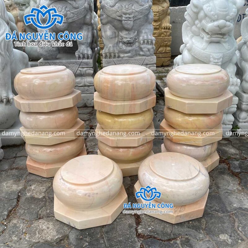 chân tảng đá kê cột nhà cẩm thạch vàng cam 18