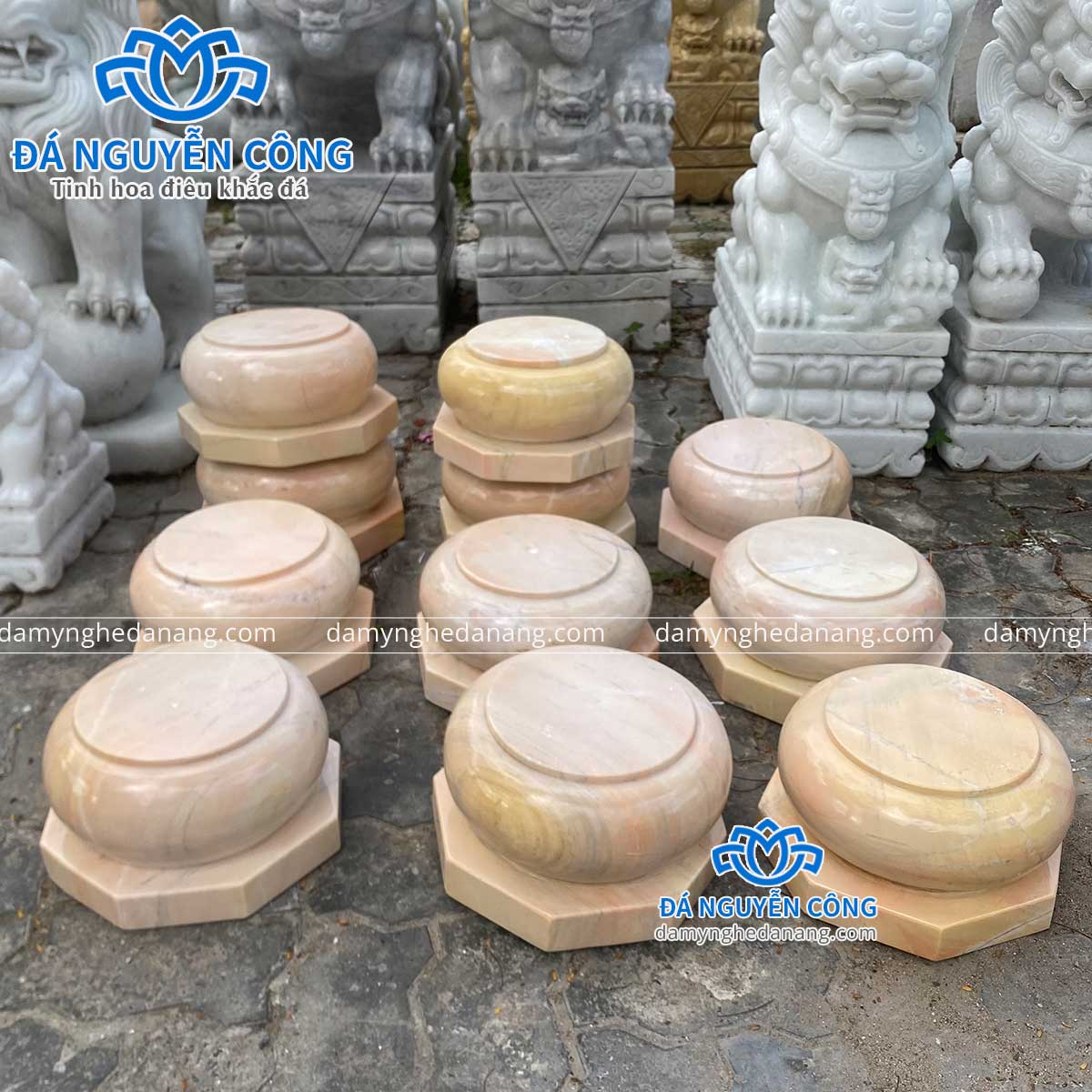 Đá kê cột nhà gỗ cẩm thạch vàng cam cột 18 đá kê cột nhà gỗ cẩm thạch vàng cam cột 18