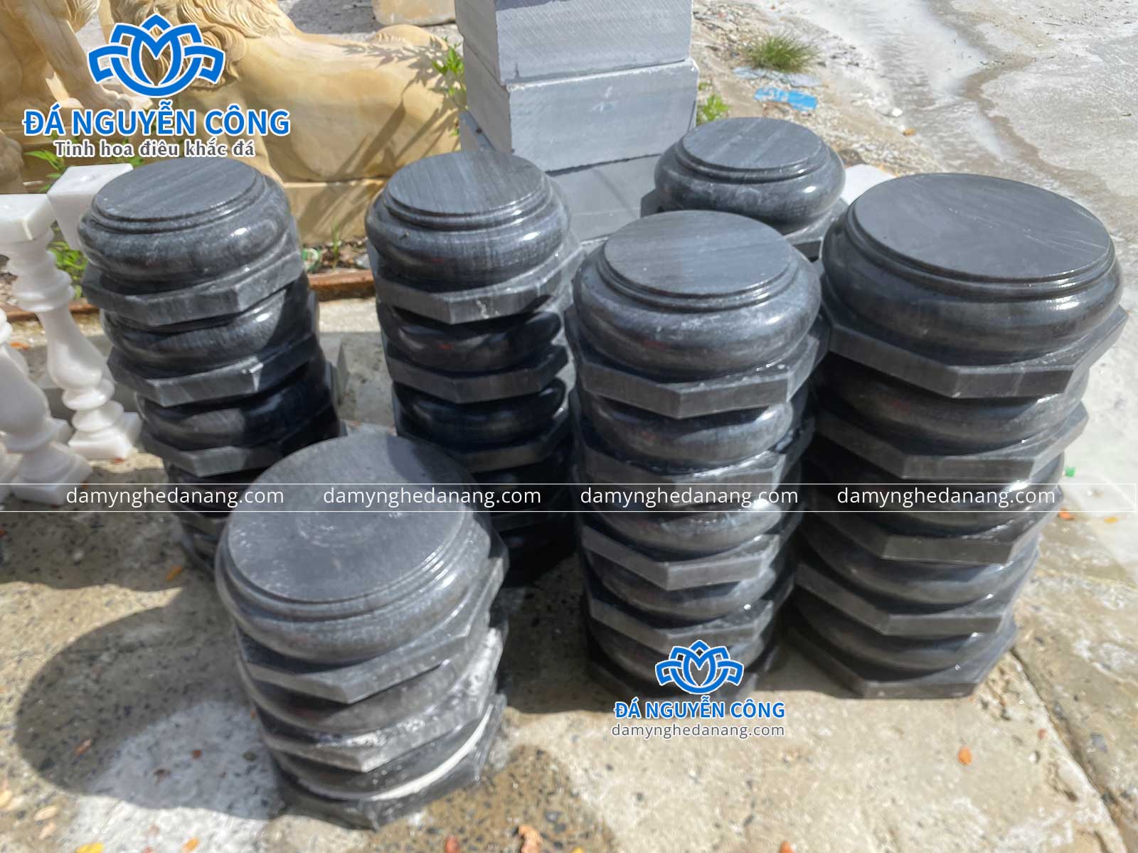 đá tảng kê cột nhà gỗ xanh đen cao 15