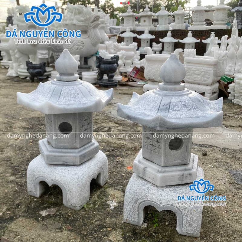 đèn đá sân vườn đẹp cẩm thạch xám cao 45