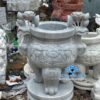 lư hương đá cẩm thạch xám hoa sen cao 1m
