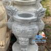 lư hương đá ngoài trời cẩm thạch xám cao 1m